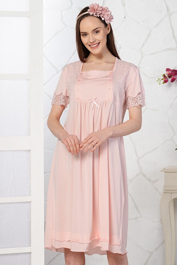 Women's Powder Lace Maternity Nightgown