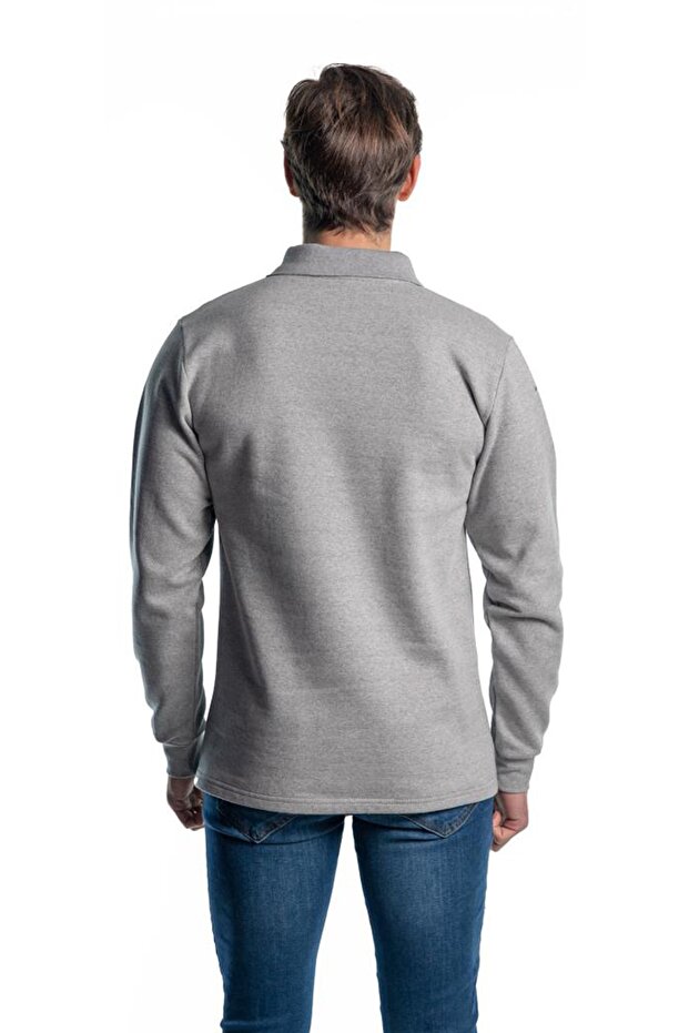 سويت شيرت، بياقة، ملابس عمل شتوية (رمادي فاتح) - 2