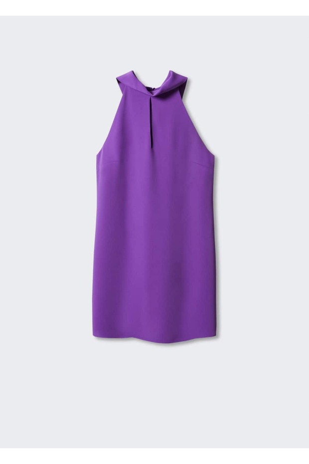 Kurdeleli halter yakalı elbise - 3