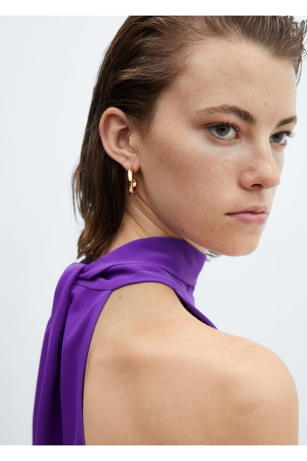 Kurdeleli halter yakalı elbise - 6