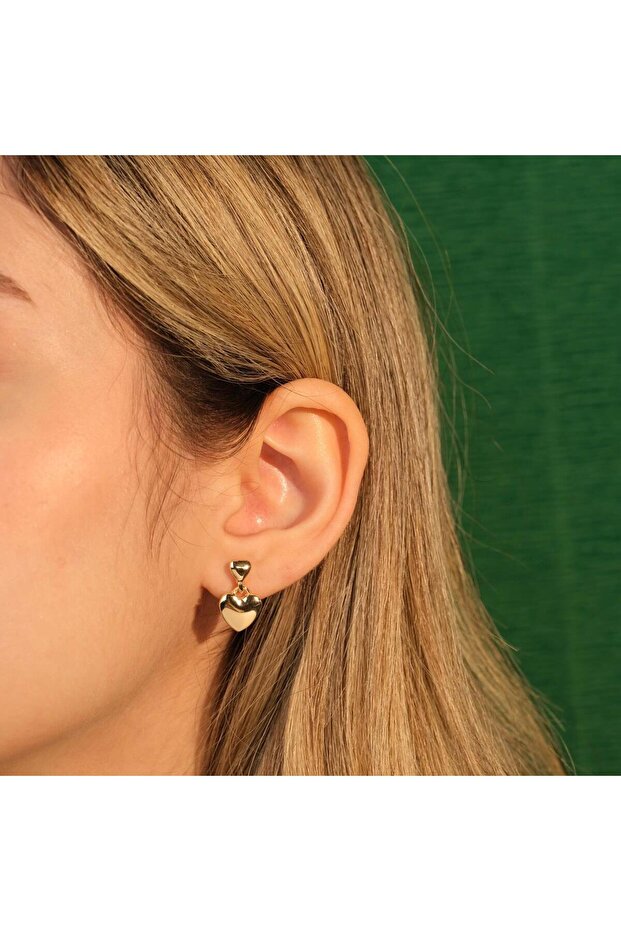 Heart Design Steel Earrings - Style and Elegance Together| Gold