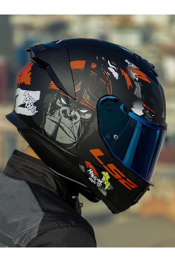 STREAM 2 ANGRY MONKEY MAT SİYAH-KIRMIZI KASK - 6
