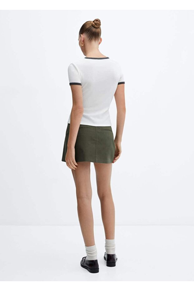 Kontrast Biyeli Tişört - 4