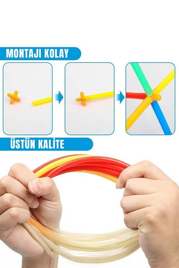Eğitici Bambu Çubukları Yapı  300 Parça Puzzle Zeka Oyunları Kodlama Oyuncakları Tak Çıkar Oyuncak - 6