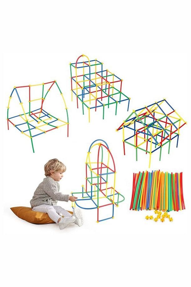 Eğitici Bambu Çubukları Yapı  300 Parça Puzzle Zeka Oyunları Kodlama Oyuncakları Tak Çıkar Oyuncak - 8