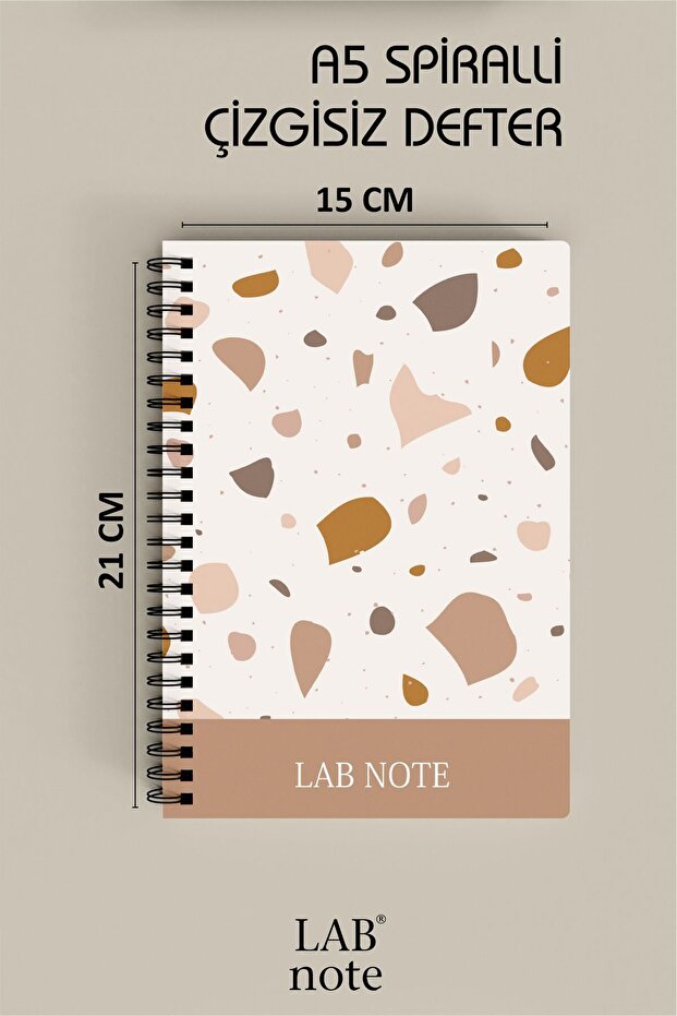 Çizgisiz Defter - A5 Spiralli Mat Kaplama Karton Kapak - 100 Sayfa - Ivory Rengi Kağıt - 2