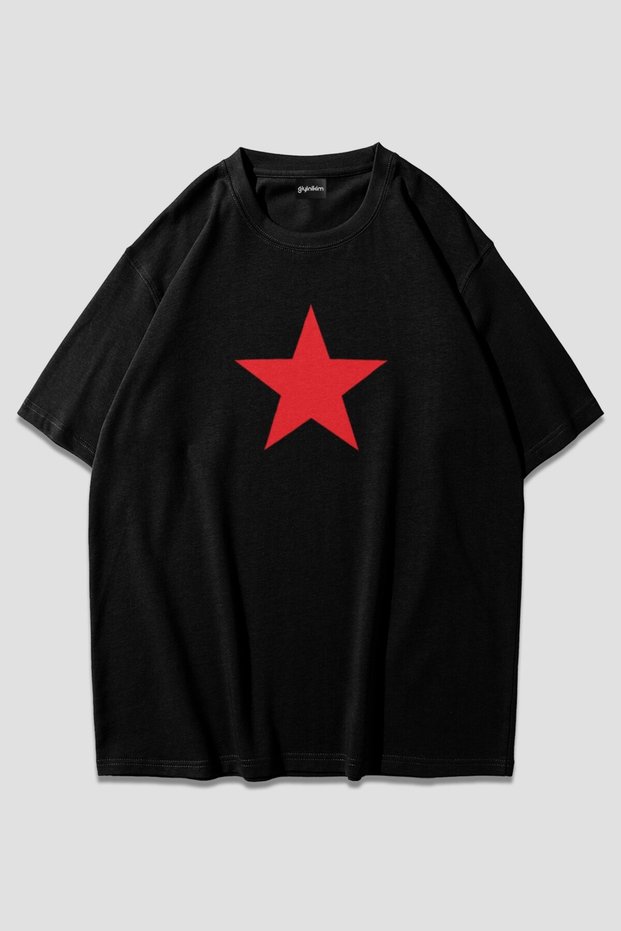 Girl Star Oversize Black T-Shirt