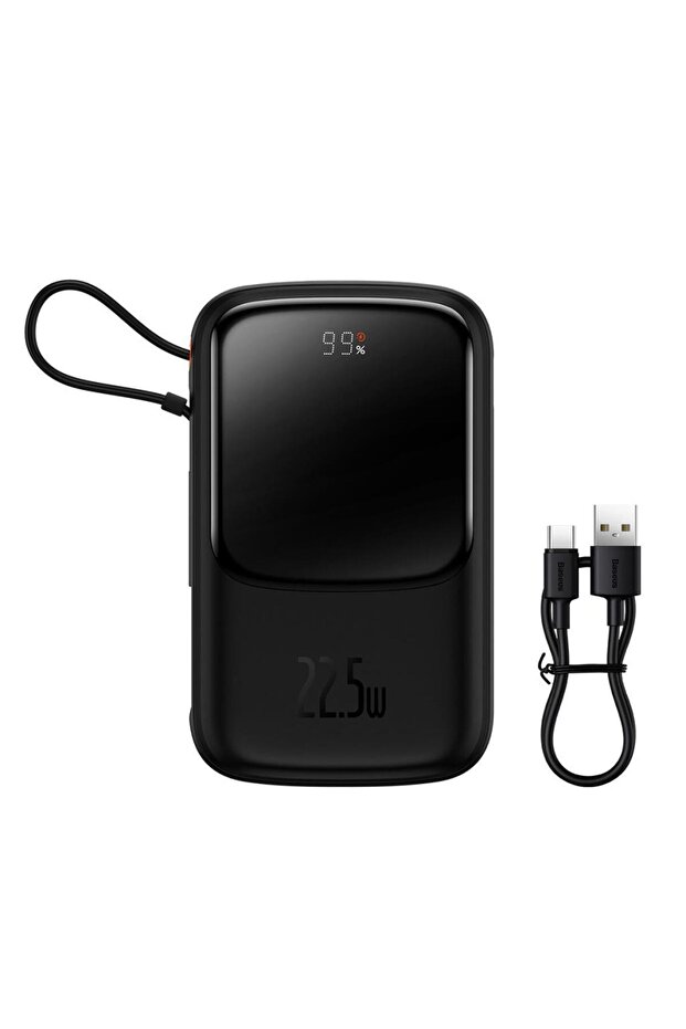 Type-c Kablolu 22.5w 10000mah Dijital Göstergeli Powerbank, Pd Type C Hızlı Şarj Uyum - 5