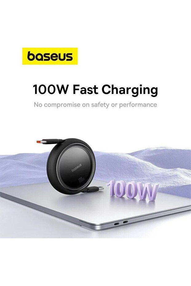 100w Süper Hızlı 1 Metre Makaralı Uzayabilen Type C To Type C Şarj Ve Data Kablosu, Geri Çeki - 3