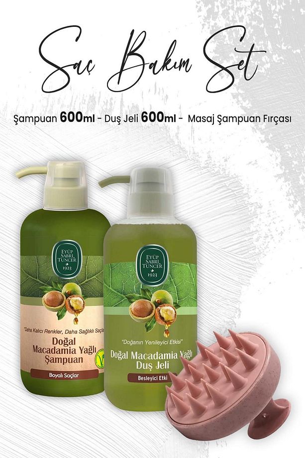 Macadamia Yağlı Duş Jeli 600 Ml, Şampuan 600 ml Ve Masaj Şampuan Fırçası - 1