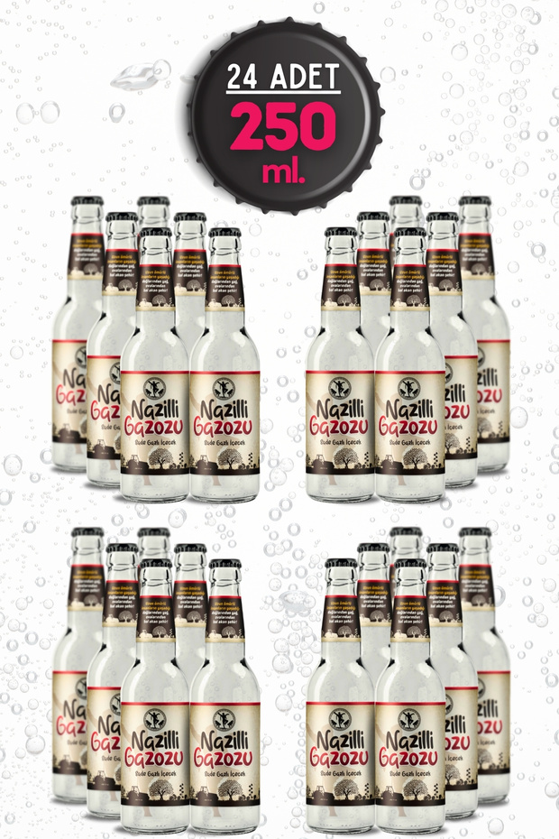 Yöresel Nazilli Gazozu 250 Ml. - Efsane Yerel Gazoz - 24'lü Paket (24 Adet x 250 Ml.) - 1