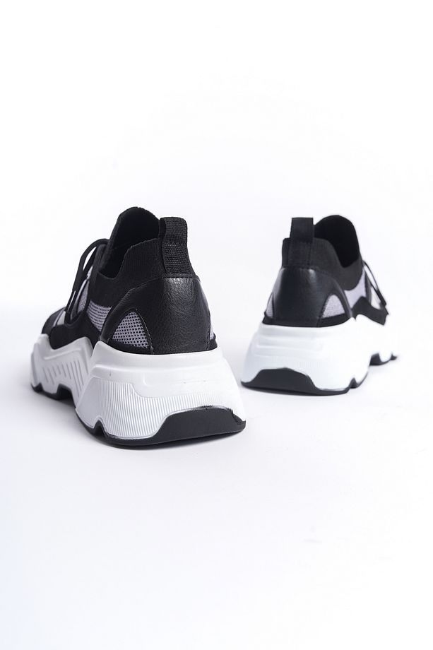 Alexia Kadın Sneaker Yüksek Taban Bağcıklı Triko spor Ayakkabı - 5