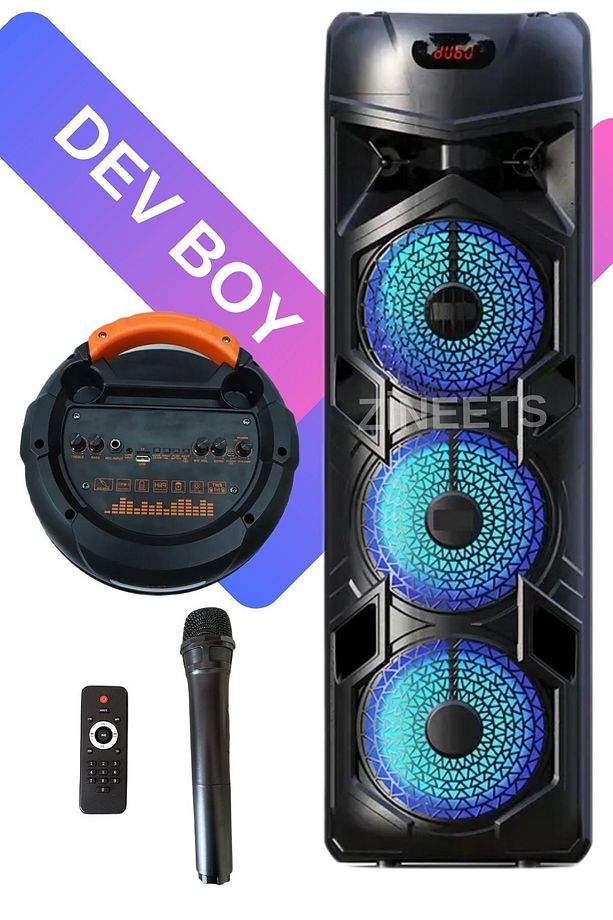 Siyah Işıklı Büyük Boy Party Box Bluetooth Hoparlör Taşınabilir Şarjlı Ses Sistemi RADYOLU Karaoke - 1