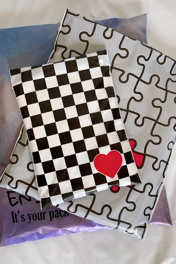 18x25 Cm Kargo Poşeti - Dama Desenli Baskılı Kargo Poşeti 100 Adet - 5