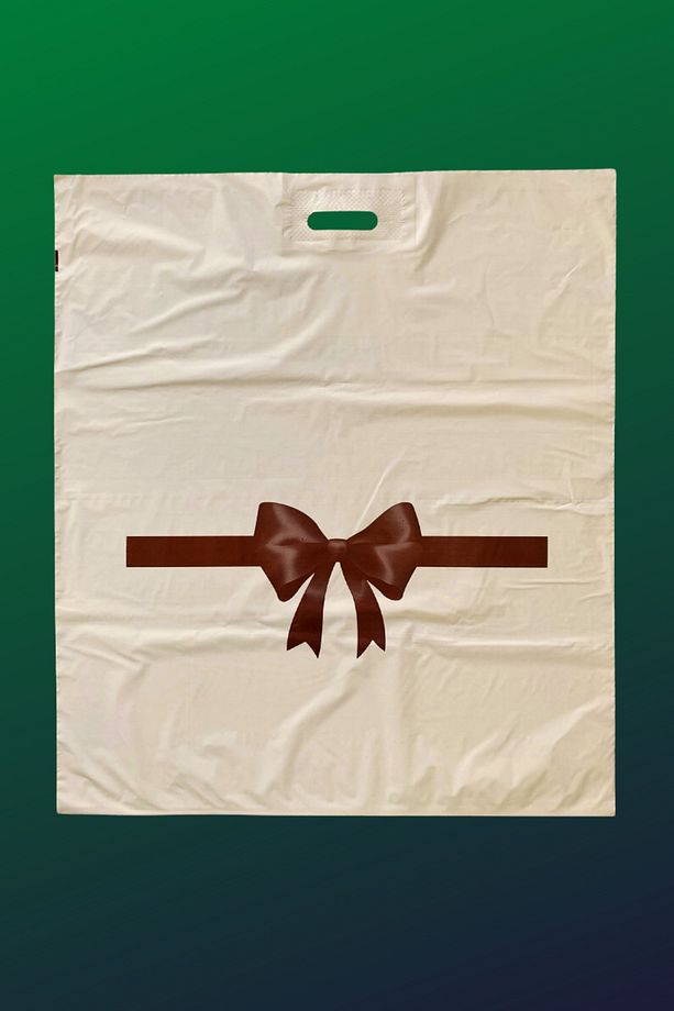 65x75 Cm Mağaza Poşeti - Kurdele Desenli Baskılı El Geçme Mağaza Poşeti 100 Adet - 3
