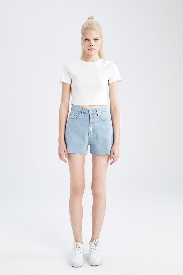 Mom Fit Yüksek Bel Jean %100 Pamuk Şort Y0224az22sm - 3