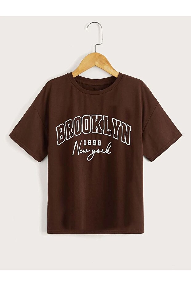 Kids brown Brooklyn1898 Printed unisex t-shirt
