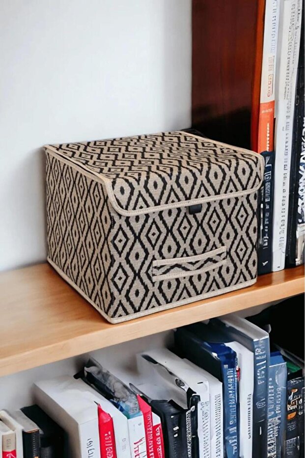 2 Adet Çok Amaçlı Kapaklı Kutu, Dolap Raf Düzenleyici, Dekoratif Saklama Kutusu 2’li Set - 4