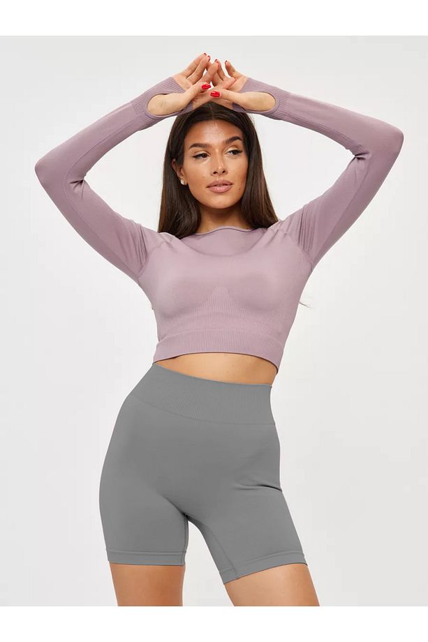 Jerovin Model Toparlayıcı Örme Seamless Push Up Etkili Kısa Şort Gri Renk - 1