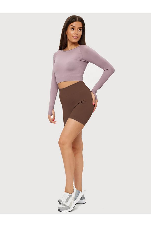 Jerovin Model Toparlayıcı Örme Seamless Push Up Etkili Kısa Şort Kahve Renk - 6