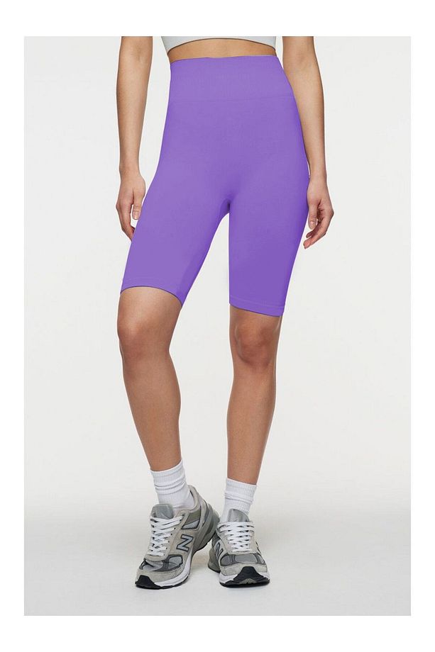Jerovin Model Toparlayıcı Örme Seamless Push Up Etkili Kısa Şort Lila Renk - 1