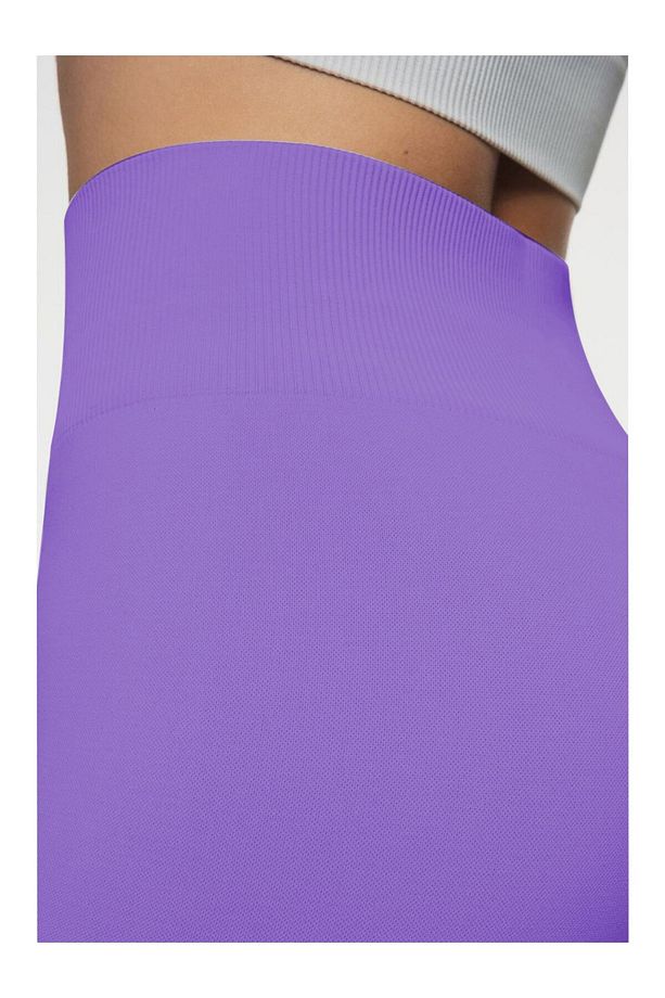 Jerovin Model Toparlayıcı Örme Seamless Push Up Etkili Kısa Şort Lila Renk - 6