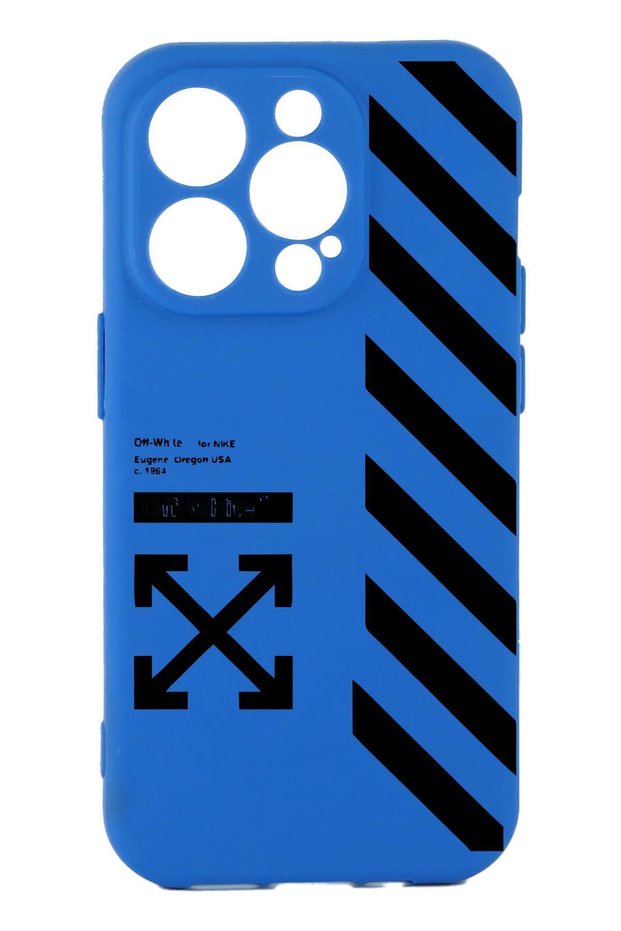 Apple iPhone 14 Pro Blue Color Silicone Case with Print and Camera Protection