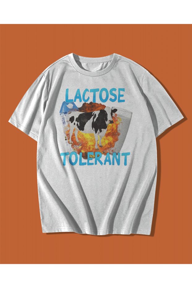 Lactose Intolerance Sarcastic Themed White Oversize Unisex T-shirt T-shirt Tee