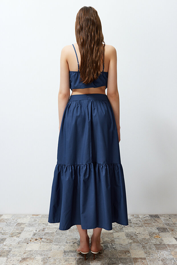 Indigo Kloş Pamuklu Maxi Boy Dokuma Etek TWOSS24ET00059 - 7