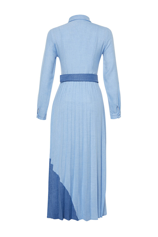 Modré tkané košilové šaty TCTSS24EB00119 - 8