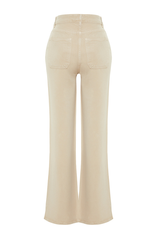 More Sustainable Bej %100 Tencel™ Düşük Bel Wide Leg Jeans TWOSS23JE00219 - 12