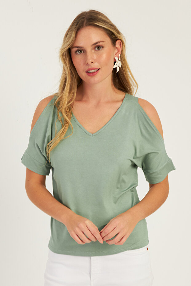 Women's Mint Degaje Collar Blouse Br1329
