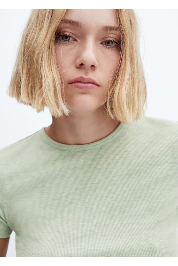 Kısa Kollu Triko Tişört - 6