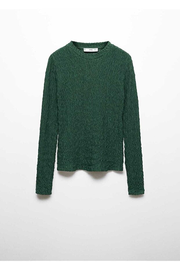 Büzgülü Triko Tişört - 3