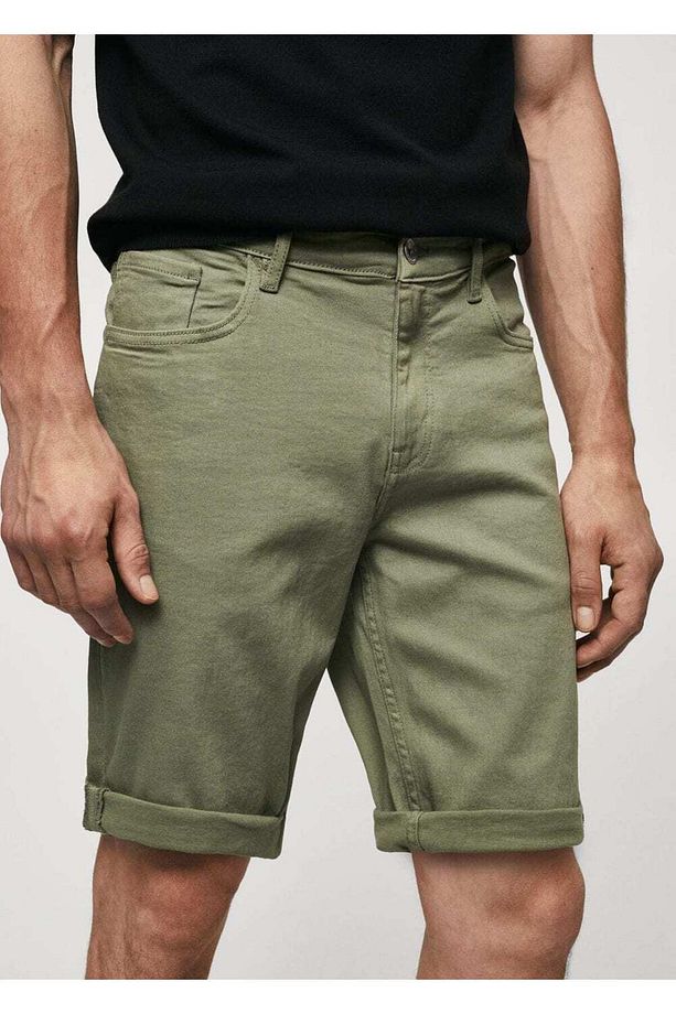 Slim fit kot bermuda şort - 8