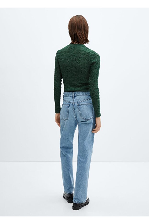 Büzgülü Triko Tişört - 4