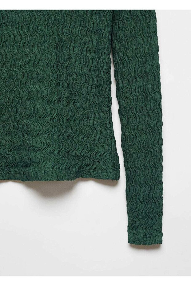 Büzgülü Triko Tişört - 6