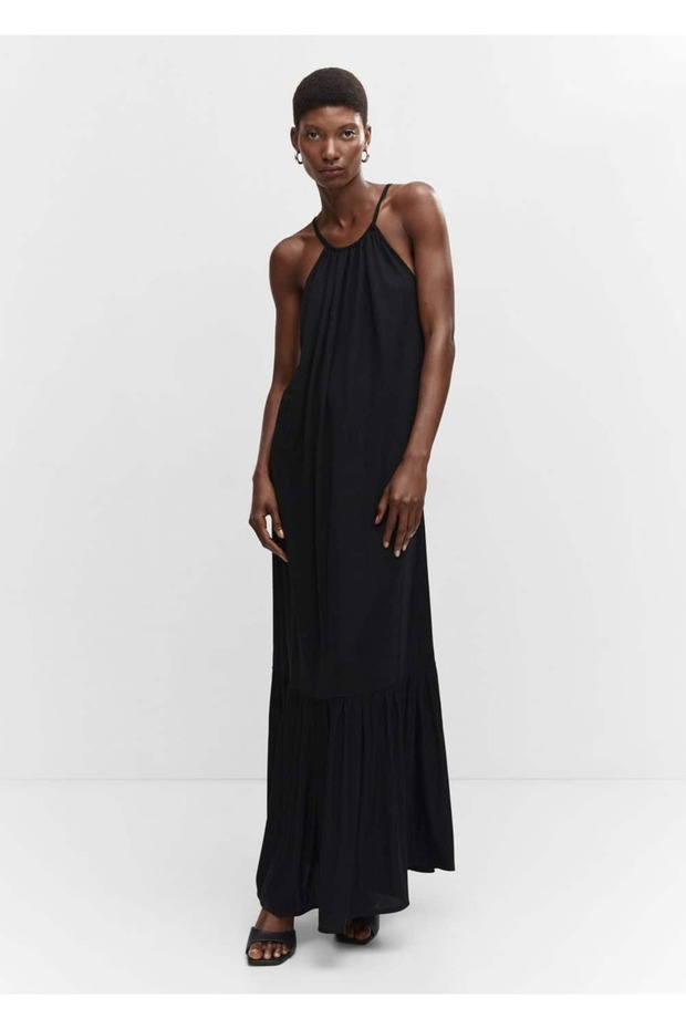 Çapraz Sırtlı Maksi Elbise - 2