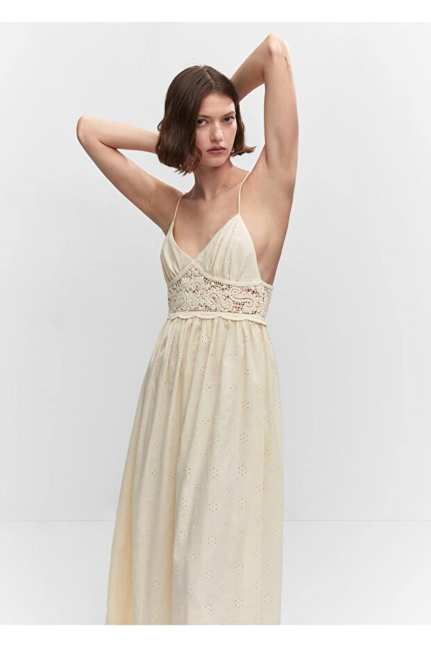 Dantel parçalı elbise - 1