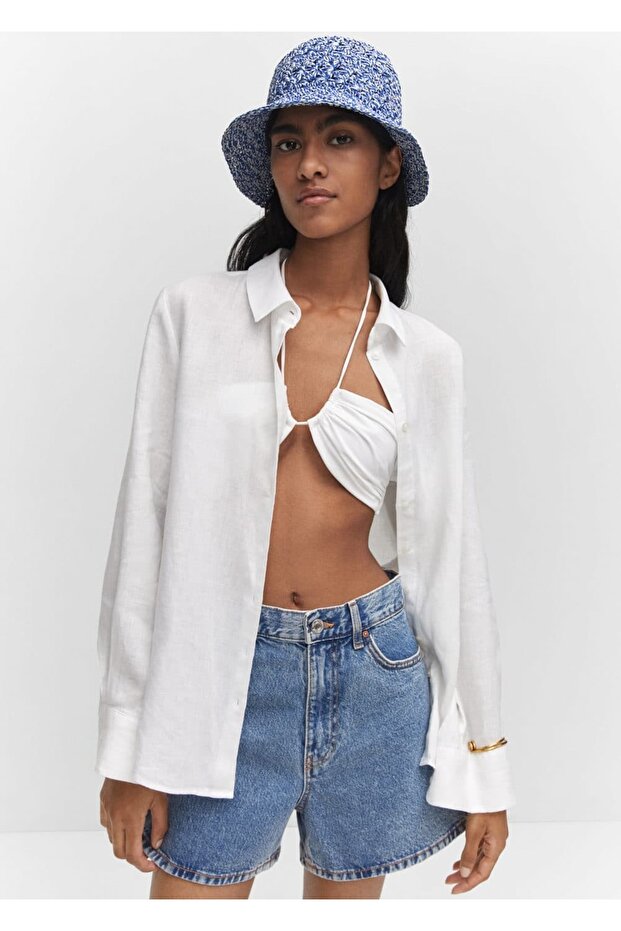 İki tonlu doğal elyaf şapka - 2