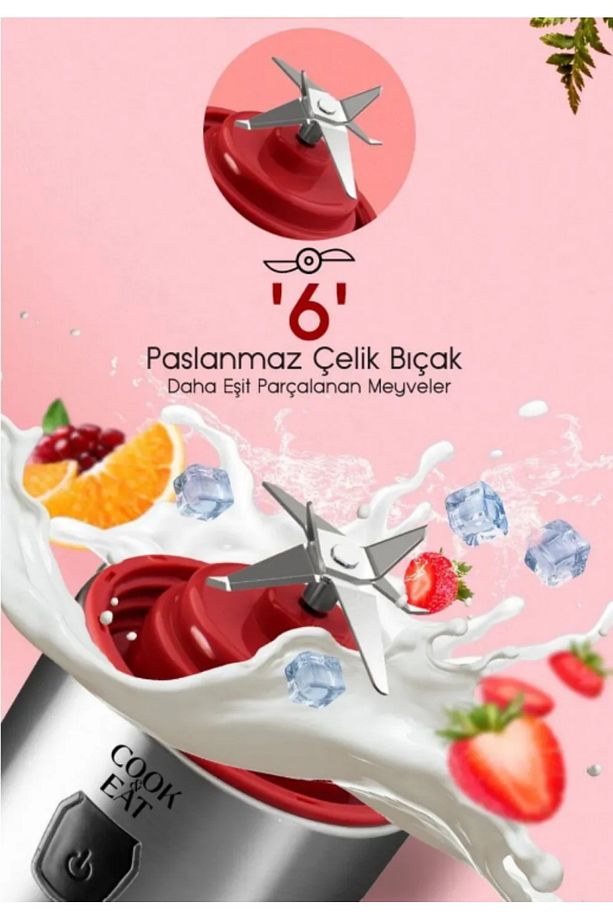 450 ml Taşınabilir Şarj Edilebilir Kişişel Blender Shake Smoothie Blender Keskin Bıçaklı Buz Kırıcı - 2