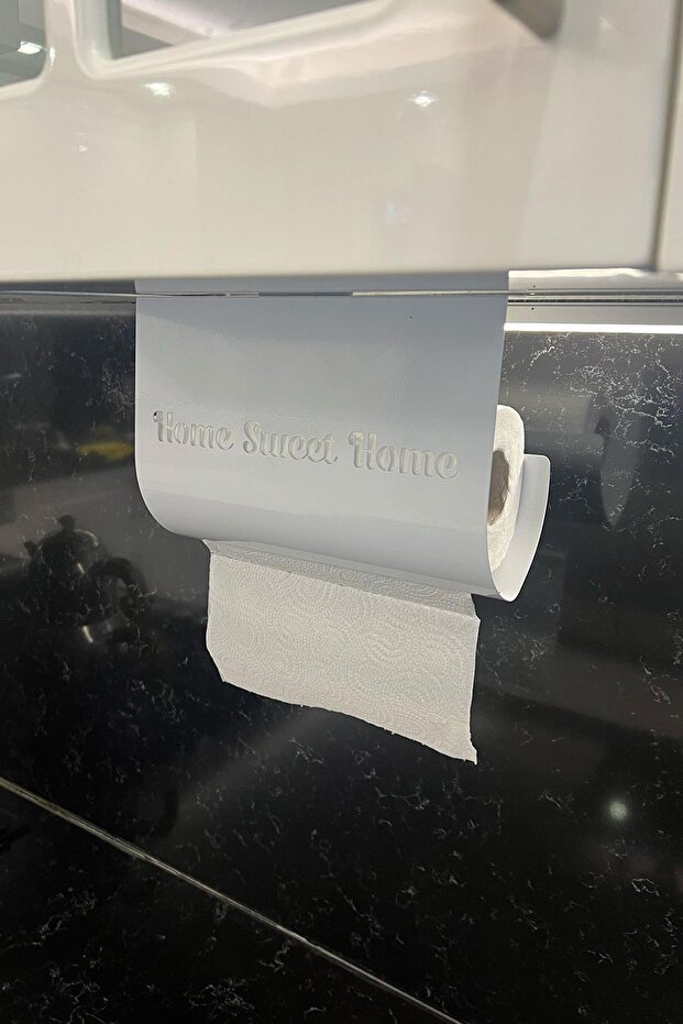 Home Sweet Home Themed White Paper Roll Towel Holder