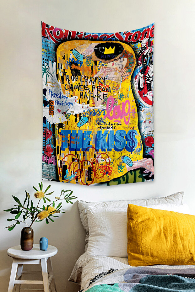 Pop Art Gustav Klimt The Kiss Kiss Graffiti Wall Cover Rug