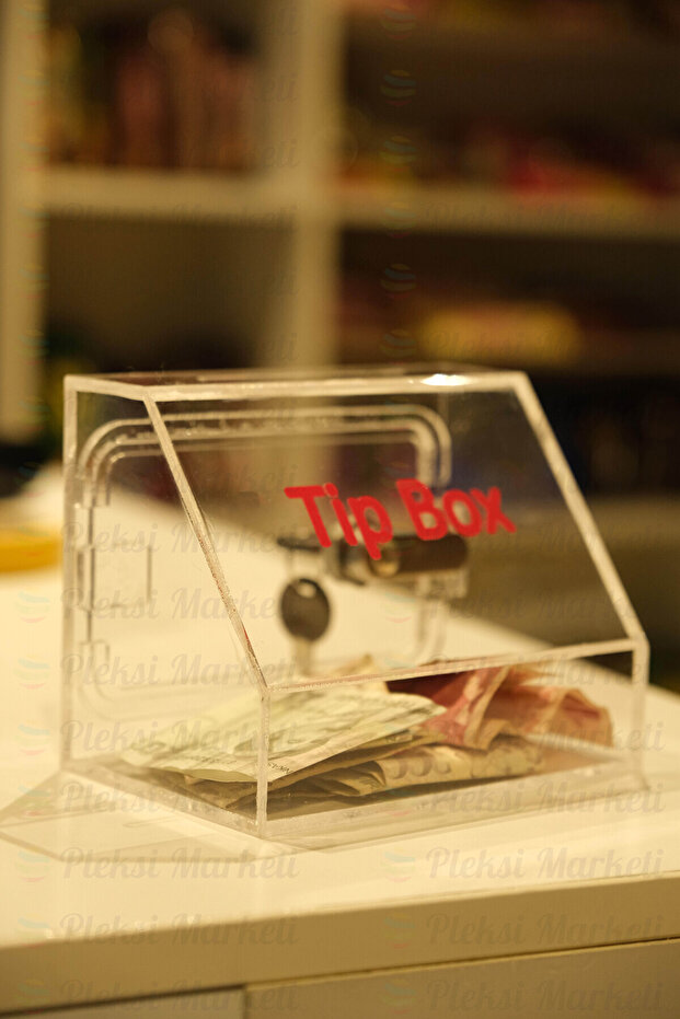 Pleksi Tipbox Bağış Bahşiş Kutusu - 7