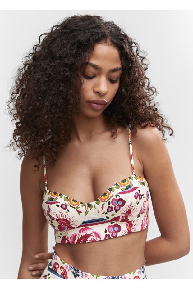 Desenli keten bluz - 8