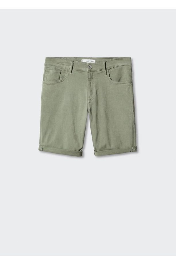 Slim fit kot bermuda şort - 3