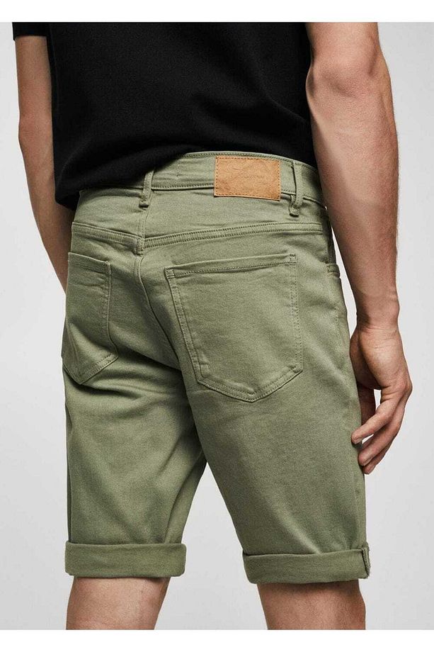 Slim fit kot bermuda şort - 5