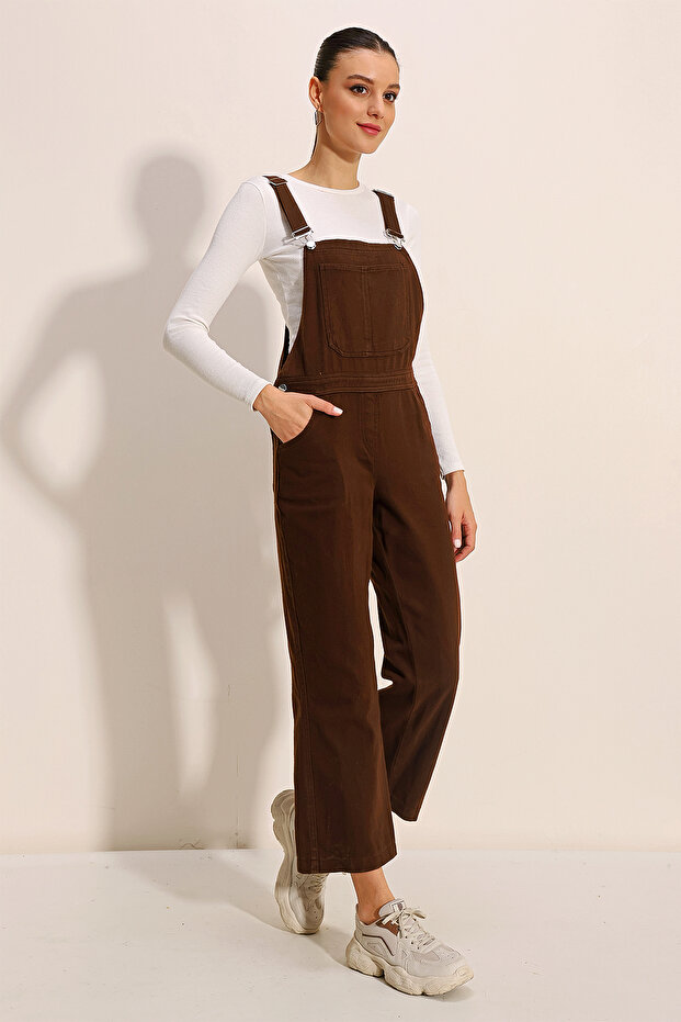 7024 Denim Overalls - Brown