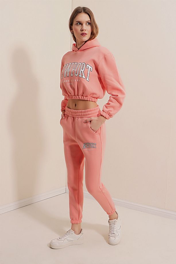 55397 Baskılı Eşofman Takımı - Pembe - 4