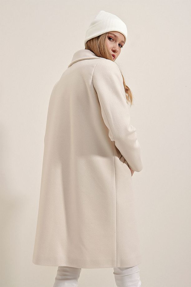 9085 Kaşe Kaban - Ekru - 5